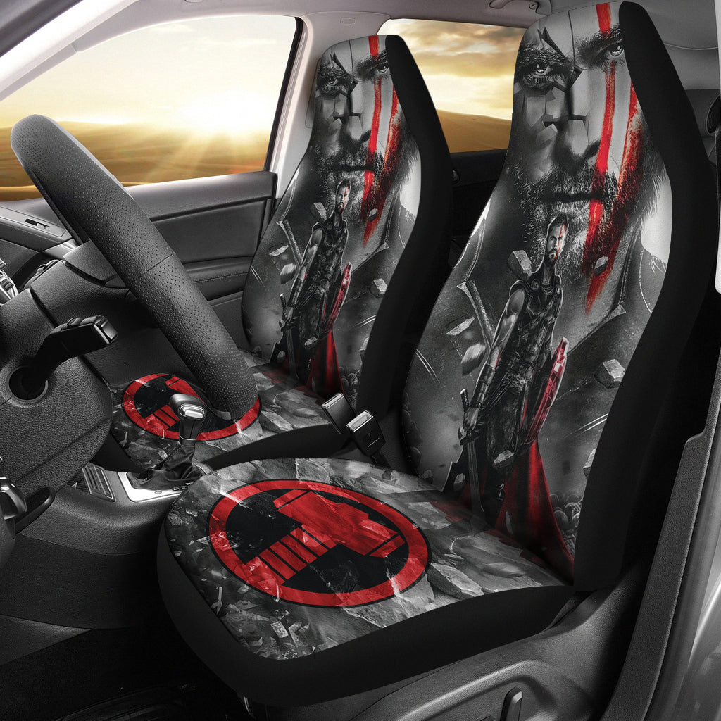 Thor Car Seat Covers MV Thor God Of Thunder Graphic Seat Covers Gray Red