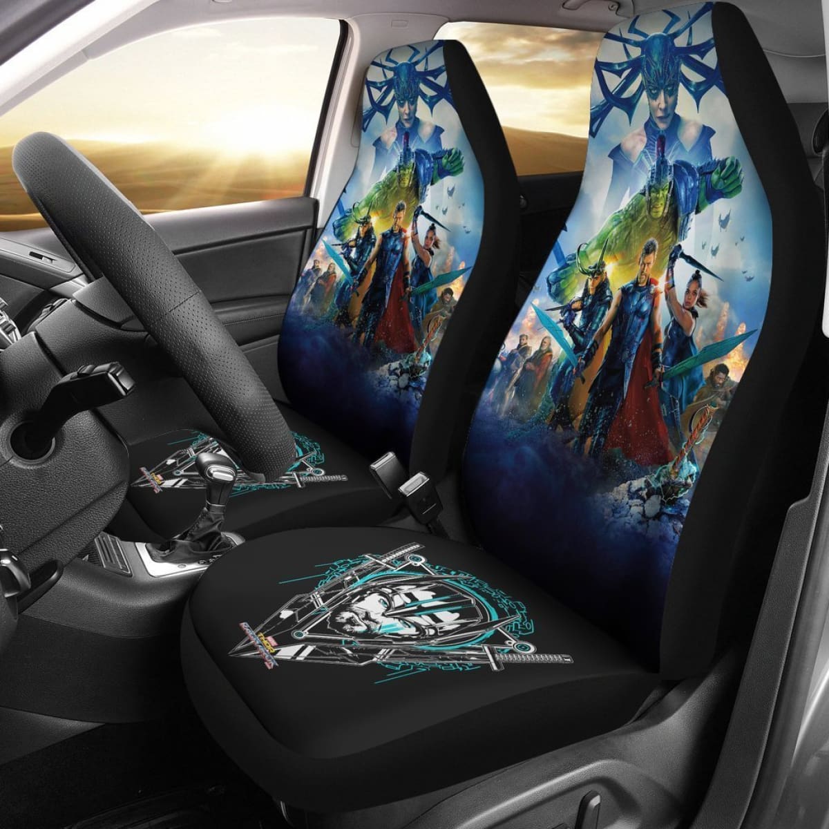 Thor Car Seat Covers MV Thor Ragnarok Characters Seat Covers Colorful