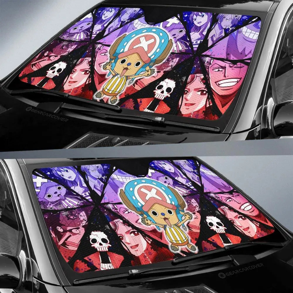 One Piece Car Sun Shade Tony Tony Chopper And Other Characters Winshield Sun Shade Colorful