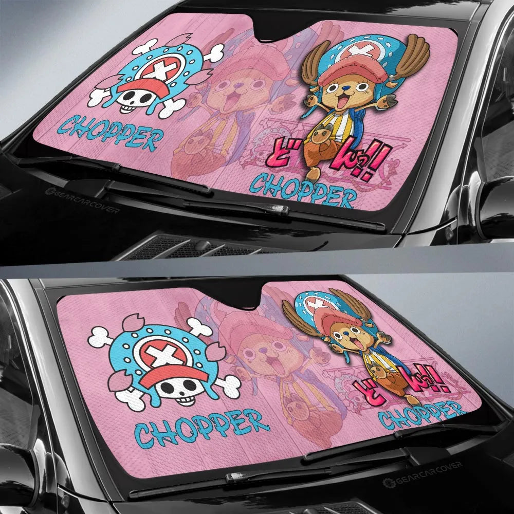 One Piece Car Sun Shade Tony Tony Chopper One Piece Graphic Symbol Winshield Sun Shade Pink