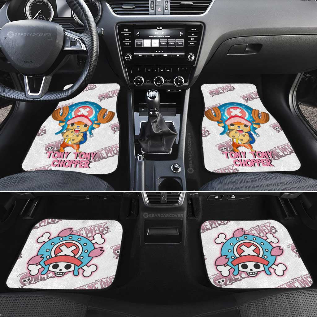 One Piece Car Mats One Piece Tony Tony Chopper Graphic Jolly Roger Symbol Car Floor Mats White Pink