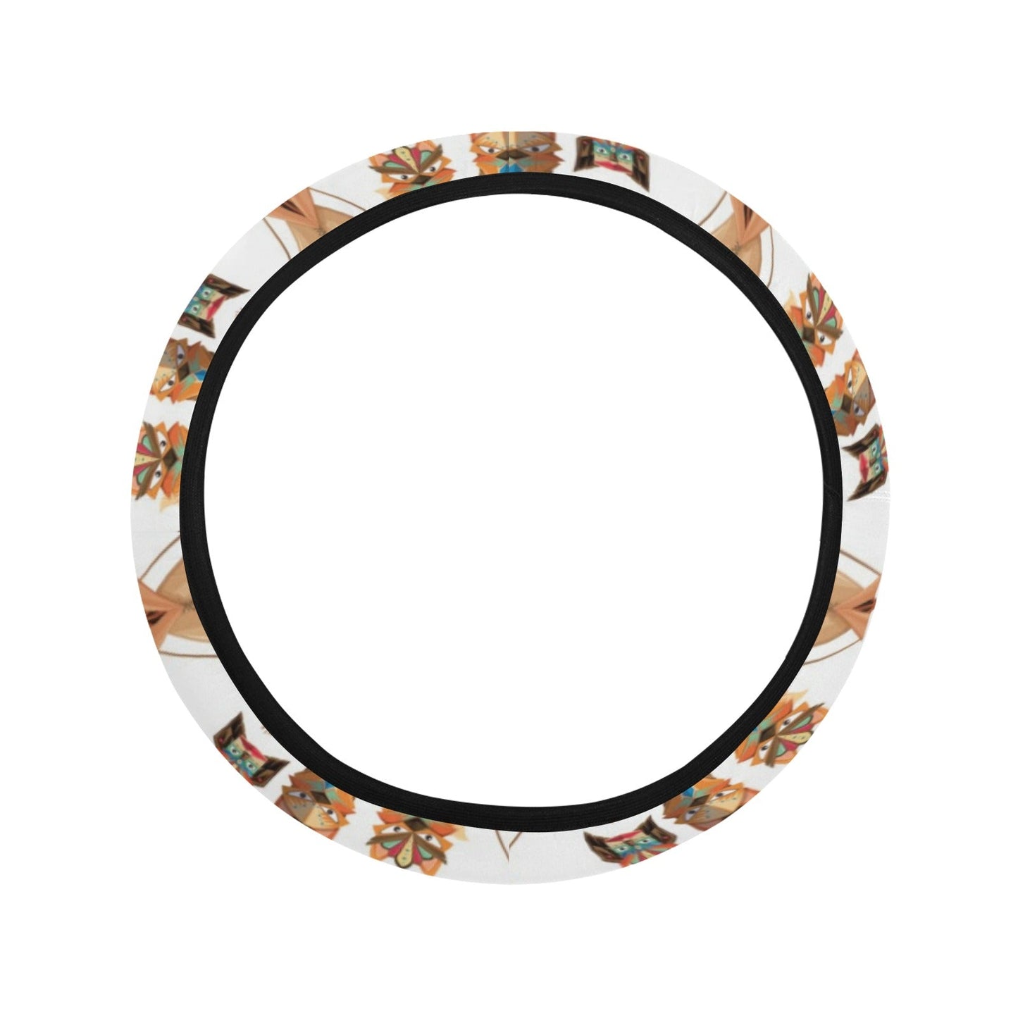 Native America Steering Wheel Cover Native American Animal Totem Pattern Driving Wheel Cover White Brown