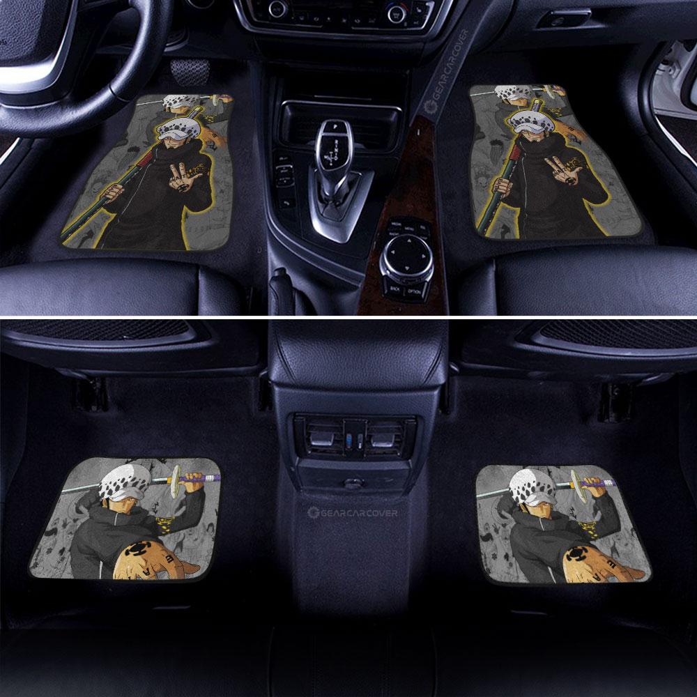 One Piece Car Mats One Piece Trafalgar Law Face Graphic Manga Pattern Car Floor Mats Black Gray