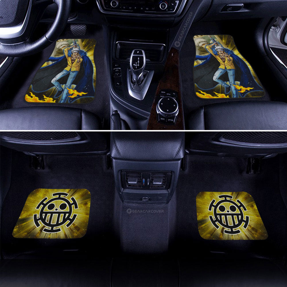One Piece Car Mats One Piece Trafalgar Law And Wanted Poster Jolly Roger Symbol Car Floor Mats Blue Yellow