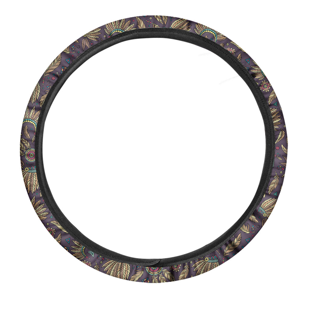 Native America Steering Wheel Cover Native American Roach Headdress Pattern Driving Wheel Cover Colorful
