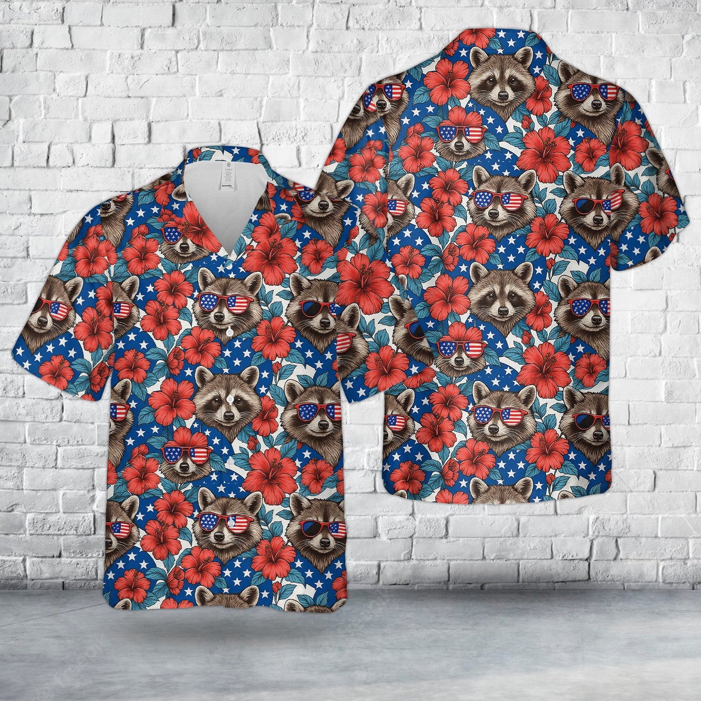 Tropical Raccoon 4th Of July Hawaiian Shirt