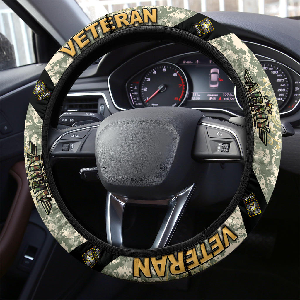 Veteran Steering Wheel Cover Veteran US Army Camoflage Driving Wheel Cover Green