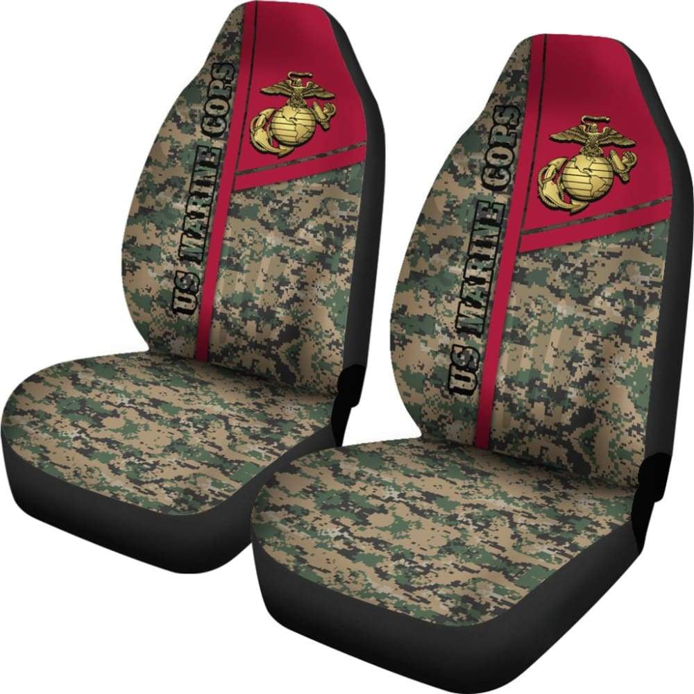 Veteran Car Seat Covers USA Military Corps Camo Pattern Seat Covers Green Red
