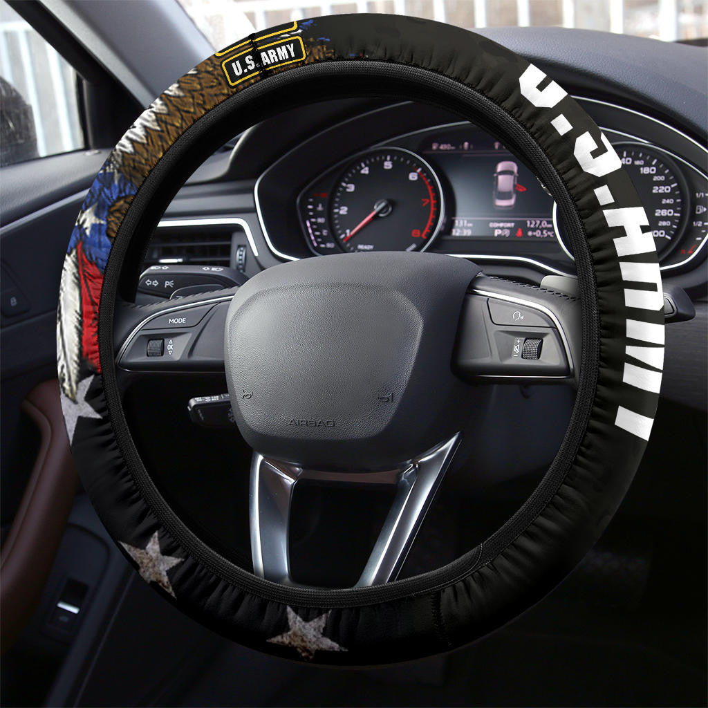 Veteran Steering Wheel Cover US Army Eagle Feathers Driving Wheel Cover Black
