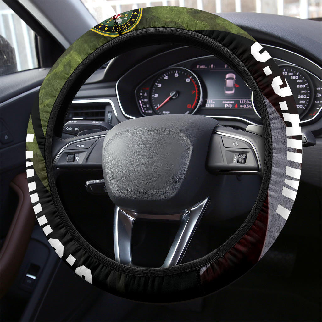 Veteran Steering Wheel Cover US Army Symbol Graphic Driving Wheel Cover Black Green
