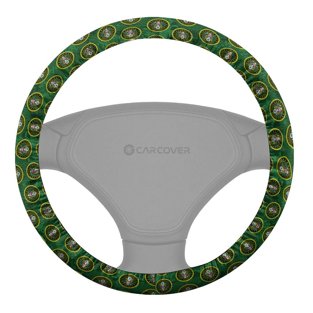 Veteran Steering Wheel Cover United States Army Symbol Pattern Driving Wheel Cover Green