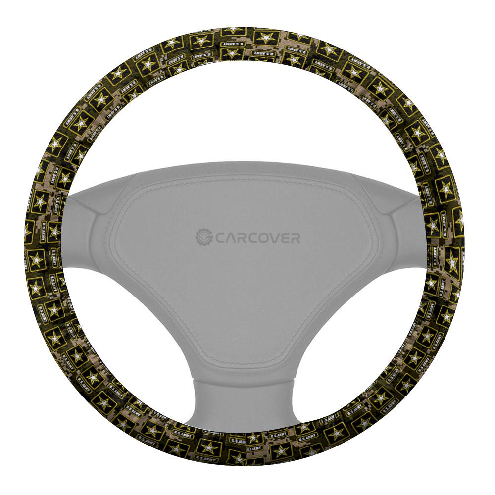 Veteran Steering Wheel Cover US Army Symbol Pattern Driving Wheel Cover Black Yellow