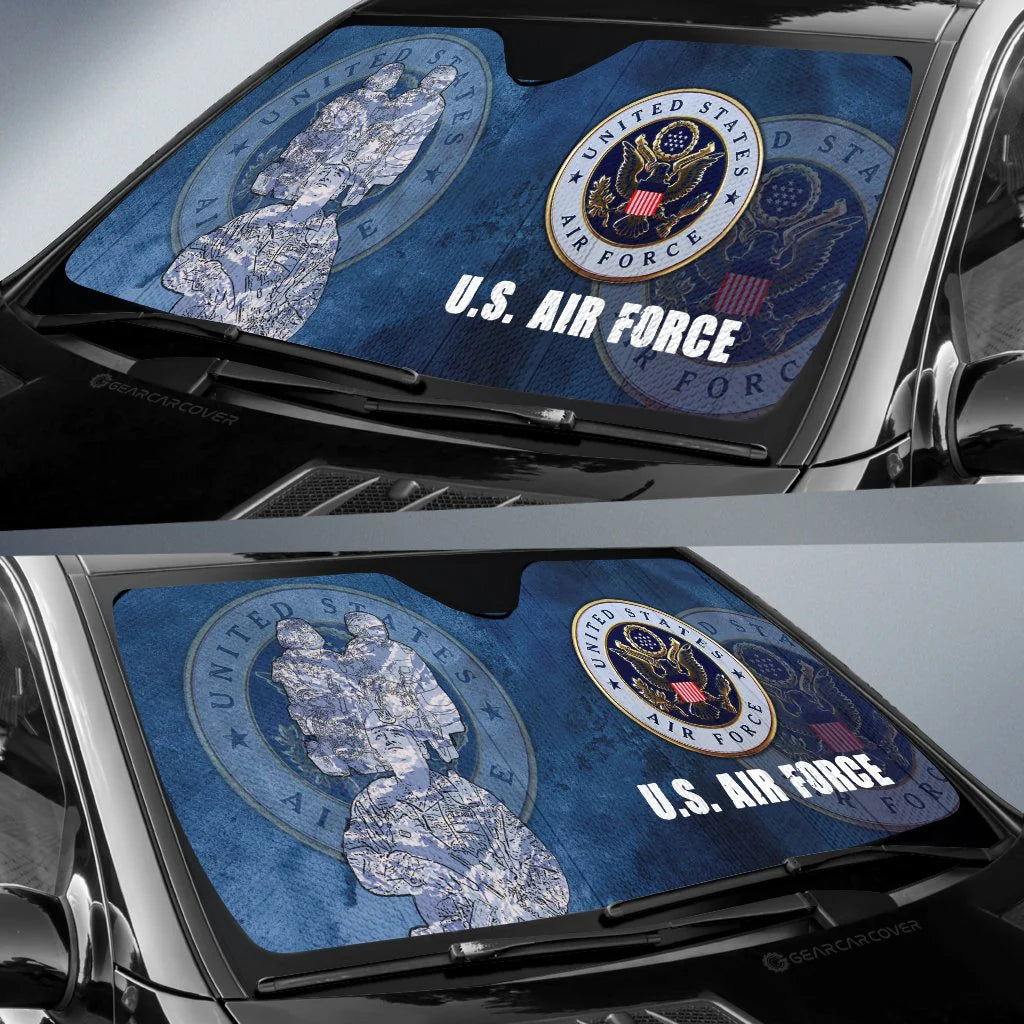 Veteran Car Sun Shade US Air Force Soldier And Symbol Winshield Sun Shade Blue
