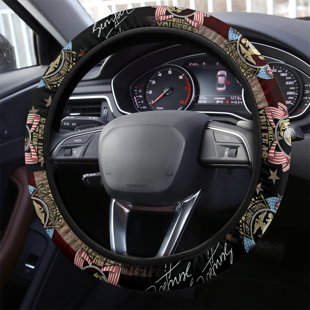 Veteran Steering Wheel Cover We Fight What You Fear Driving Wheel Cover Brown Red