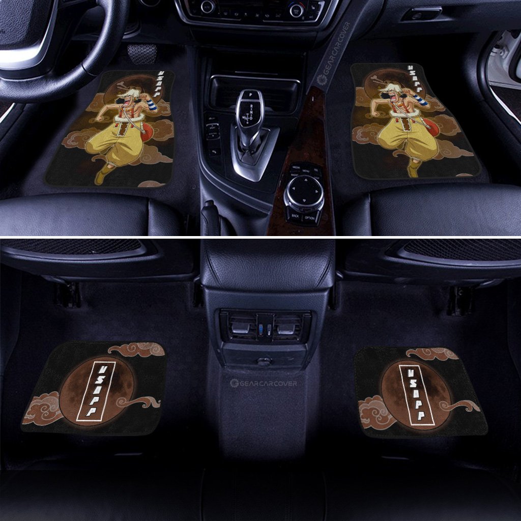 One Piece Car Mats One Piece Usopp Graphic Cloud And Moon Pattern Car Floor Mats Black Brown