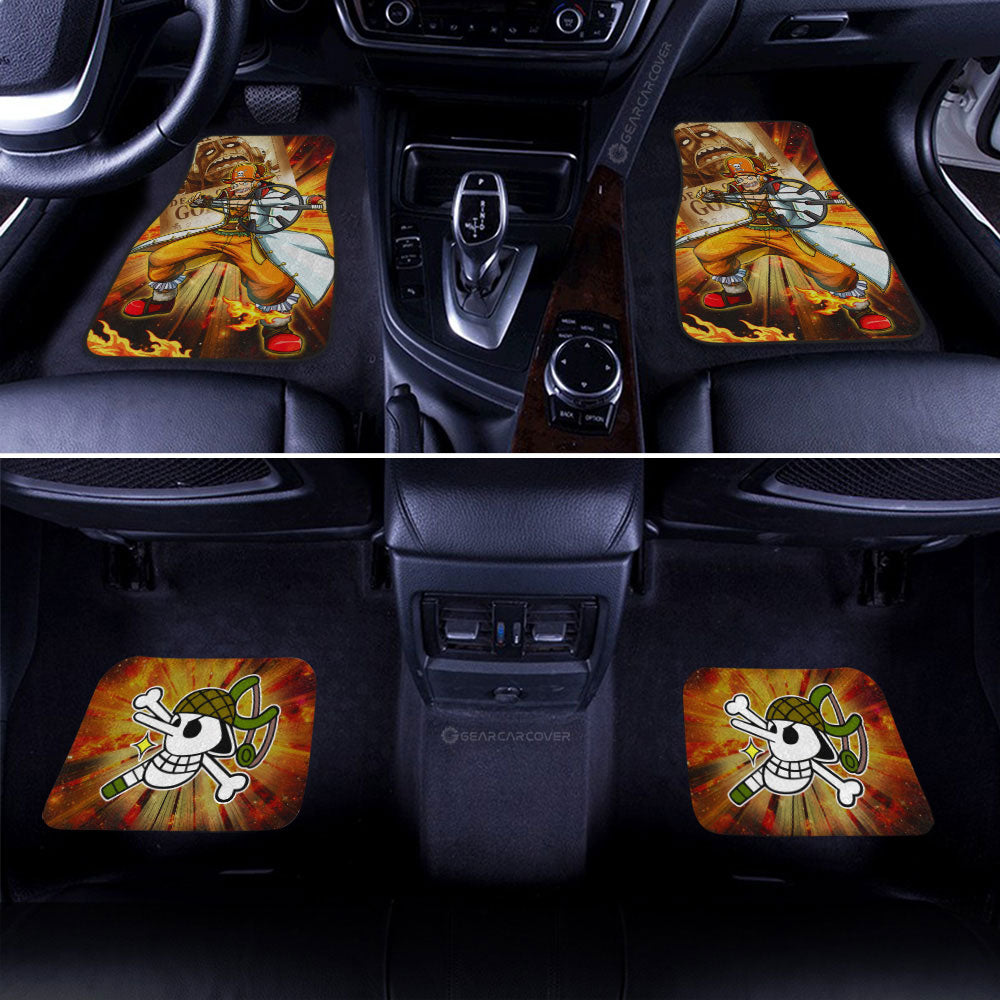 One Piece Car Mats One Piece Usopp And Wanted Poster Jolly Roger Symbol Car Floor Mats Yellow