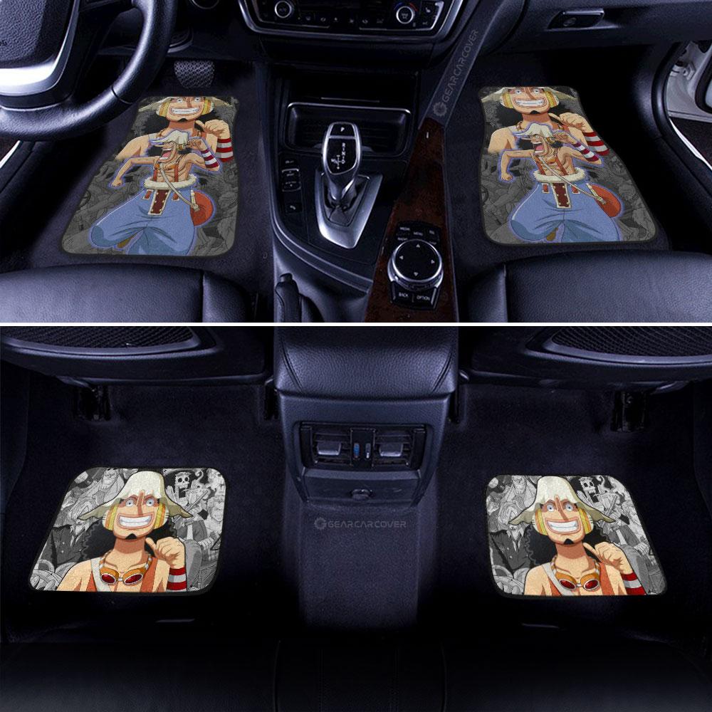 One Piece Car Mats One Piece Usopp Face Graphic Manga Pattern Car Floor Mats Colorful