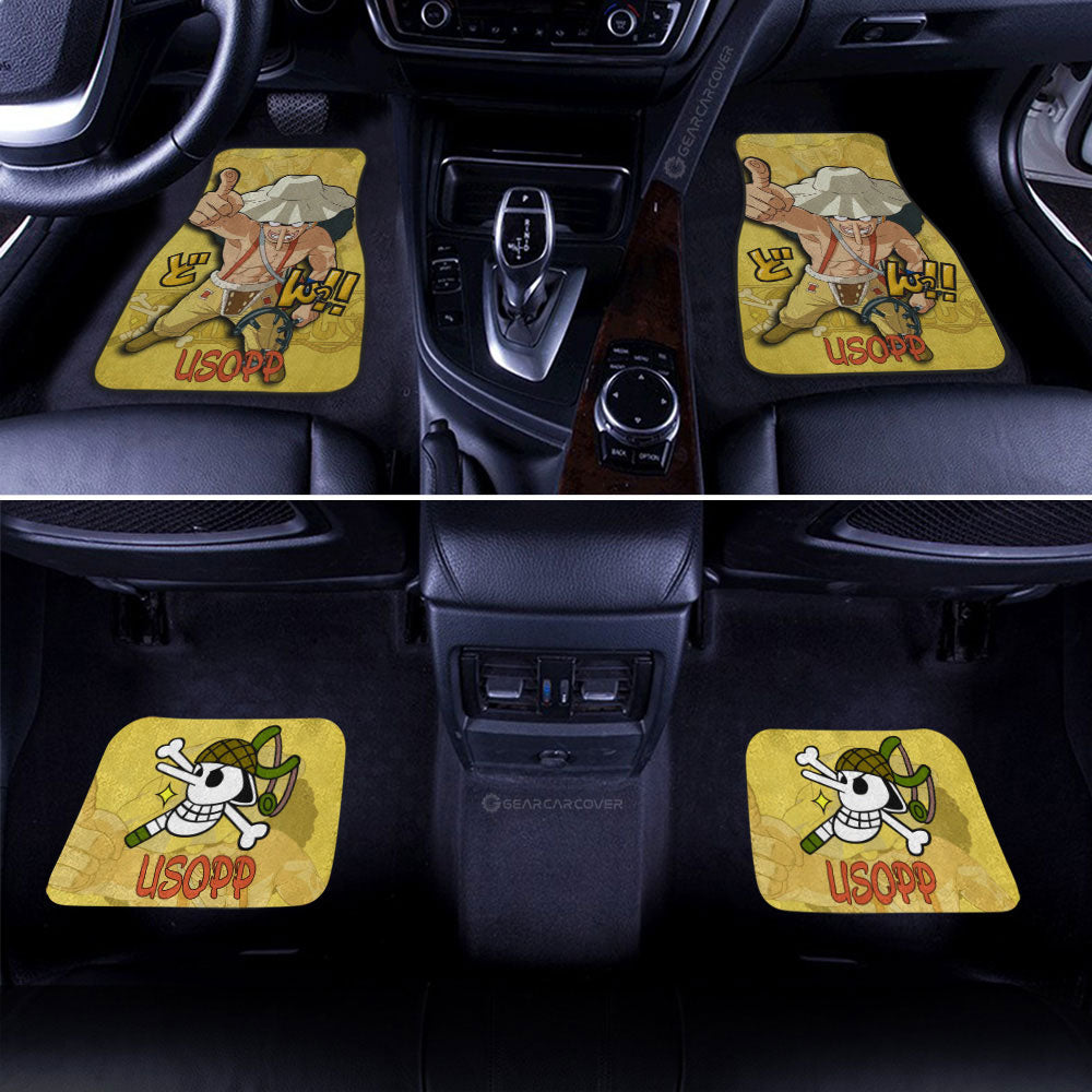 One Piece Car Mats One Piece Usopp Graphic Jolly Roger Symbol Car Floor Mats Yellow
