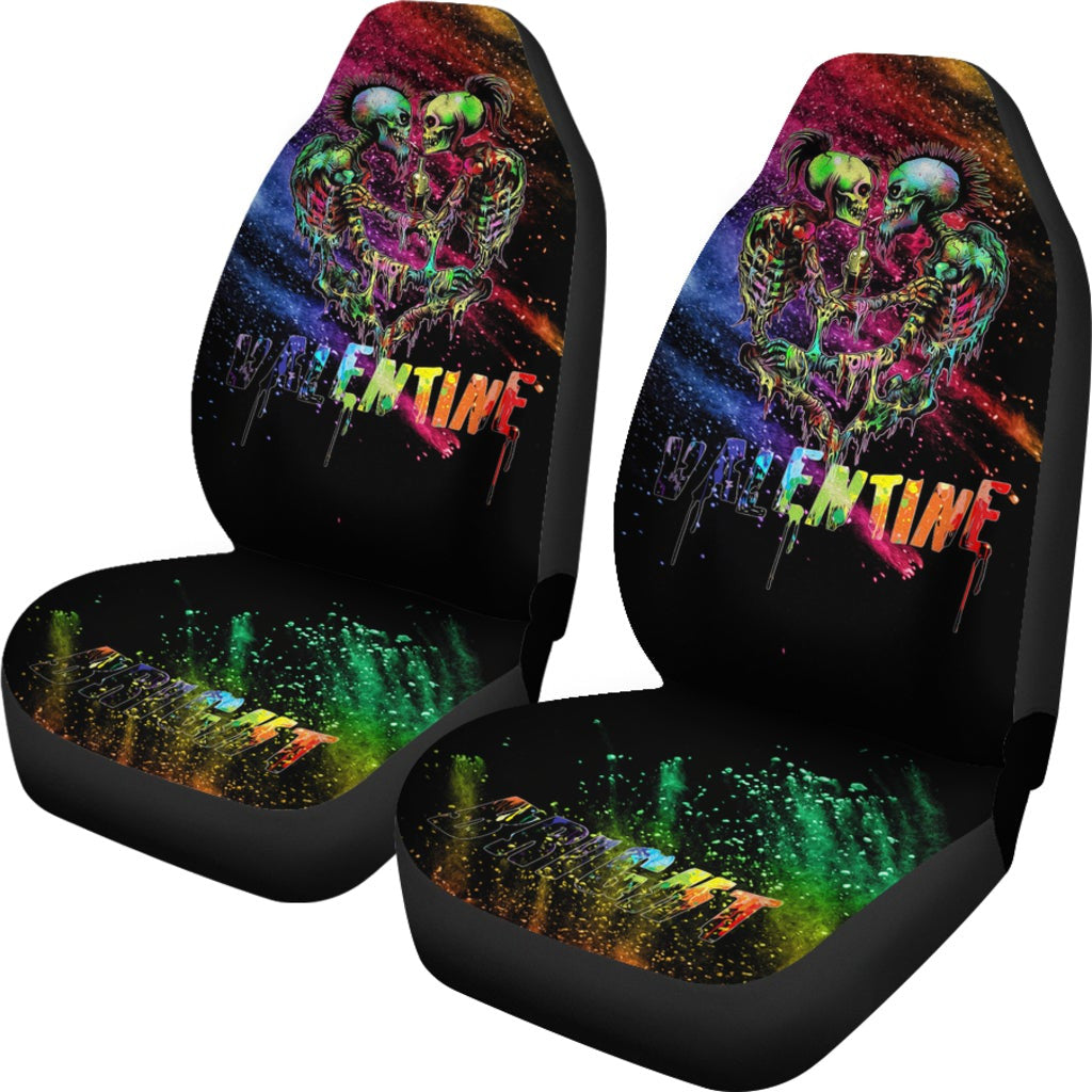 LGBT Car Seat Covers Valentine Bright Skeleton Couple Seat Covers Colorful