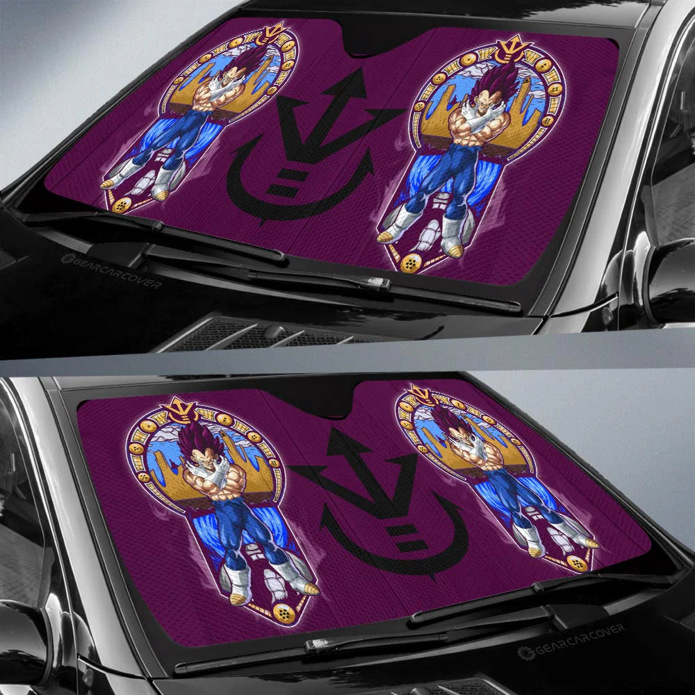 Dragon Ball Car Sun Shade Vegeta Ultra Ego Graphic Symbol Winshield Sun Shade Purple