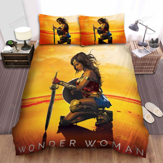 Wonder Woman Bedding Set DC Wonder Woman 1984 Movie Sunset Duvet Covers Yellow Unique Gift