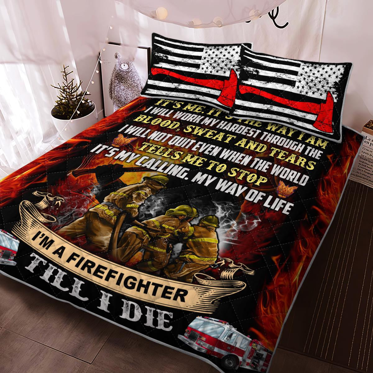 Firefighter Bedding Set What I Do Isn't Easy Or Safe Duvet Covers Black Red Unique Gift
