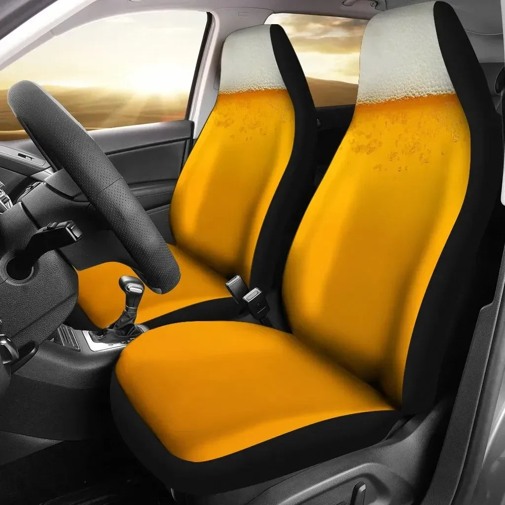 Beer Car Seat Covers The Beer Foam Graphic Seat Covers White Yellow