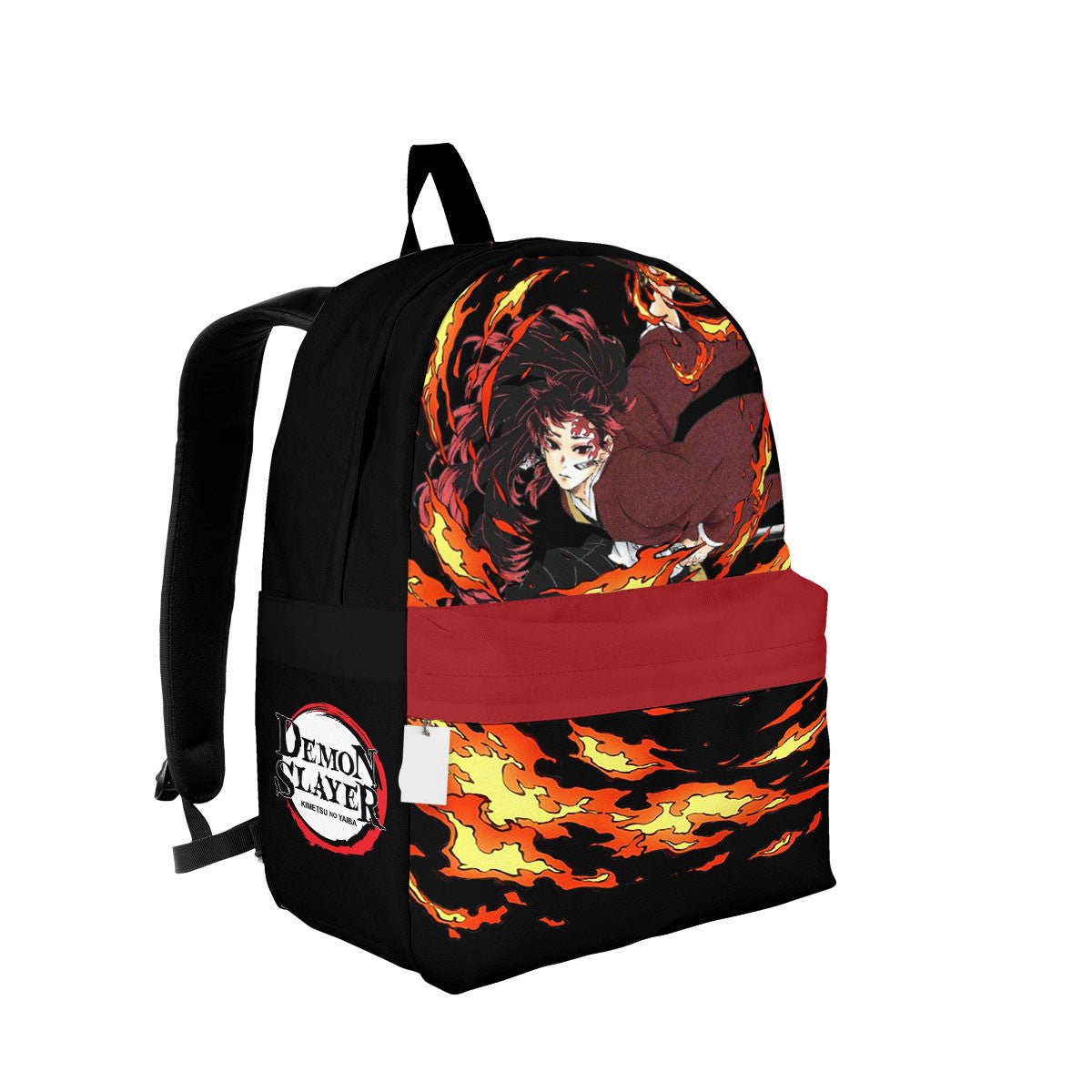 Demon Slayer Backpack Yoriichi Tsugikuni In Action Graphic Backpacks Black Orange
