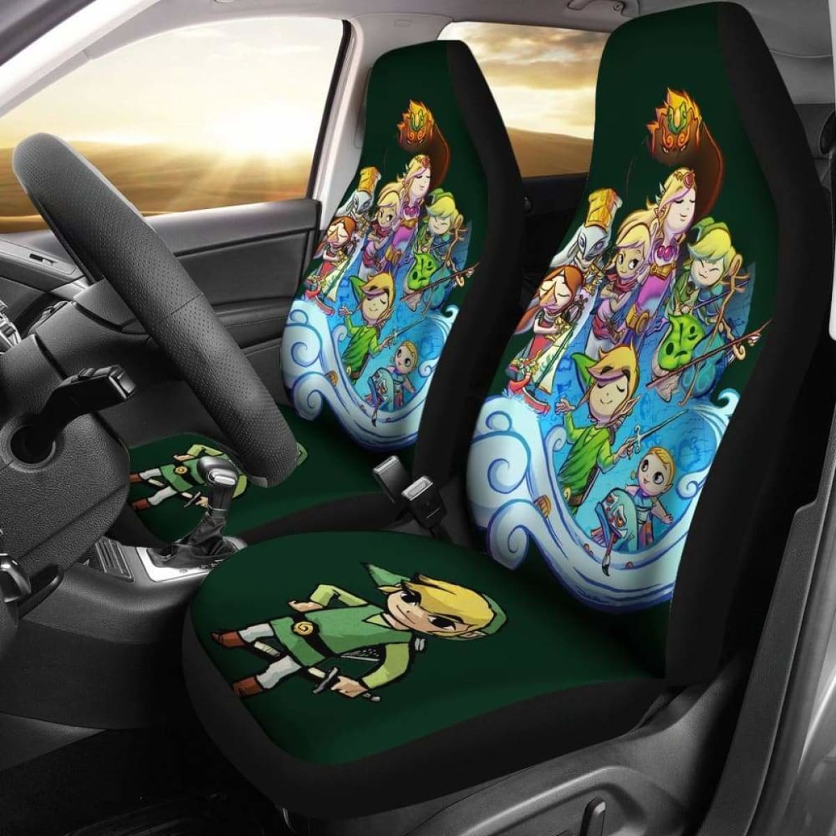 The Legend Of Zelda Car Seat Covers Chibi Zelda Link Pattern Seat Covers Colorful