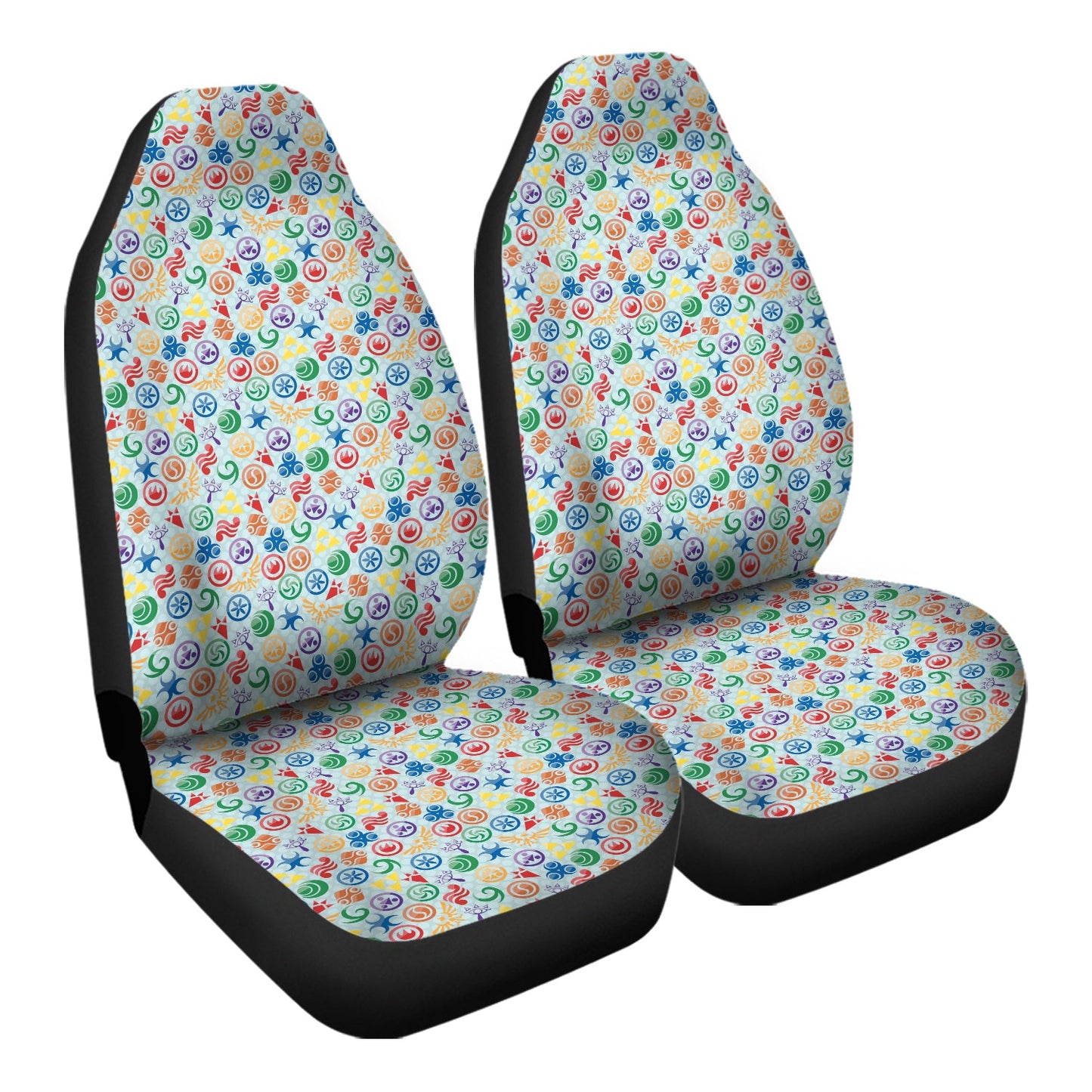 The Legend Of Zelda Car Seat Covers The Legend Of Zelda Elements Pattern Seat Covers Colorful