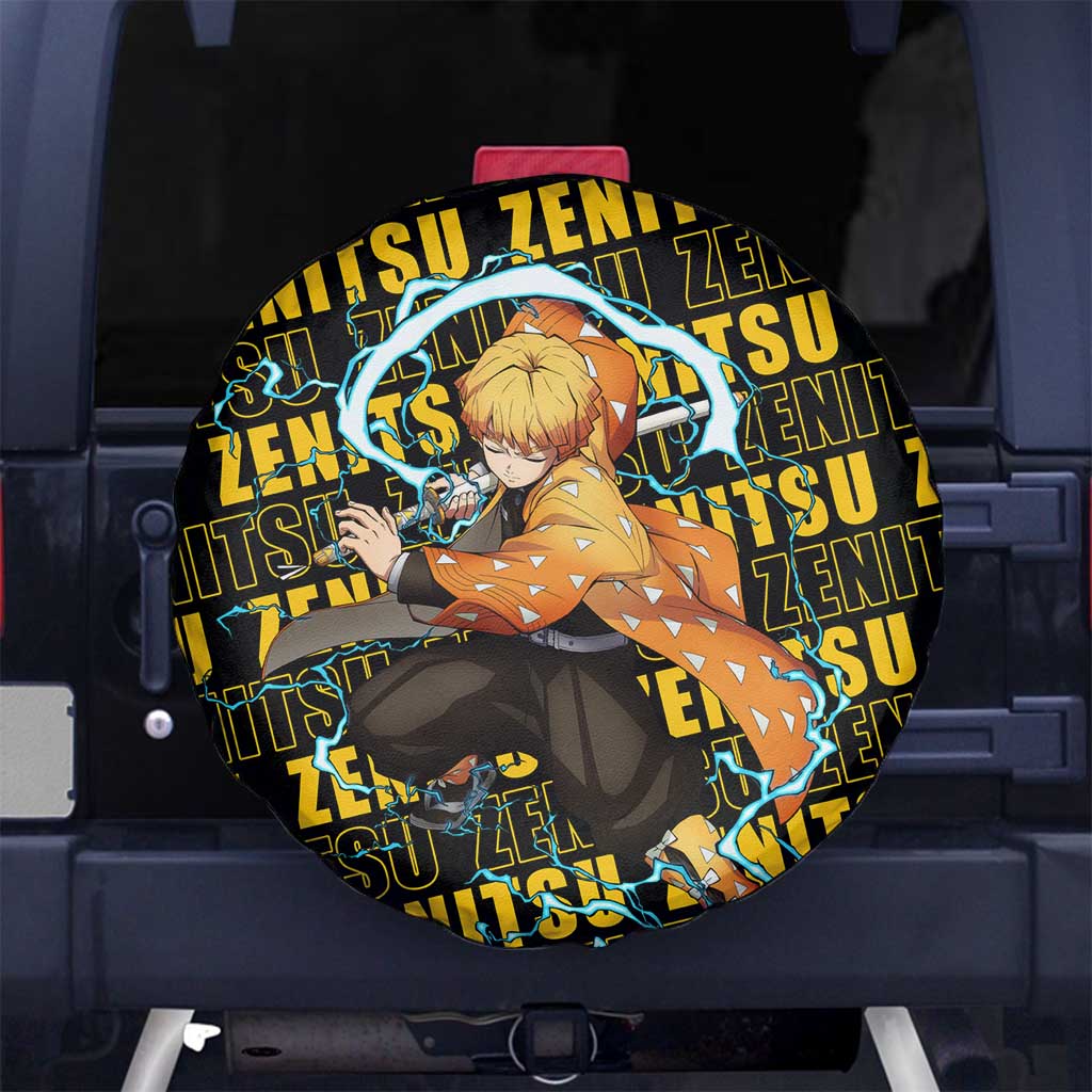 Demon Slayer Spare Tire Cover Demon Slayer Zenitsu Agatsuma Graphic Tire Covers Black Yellow