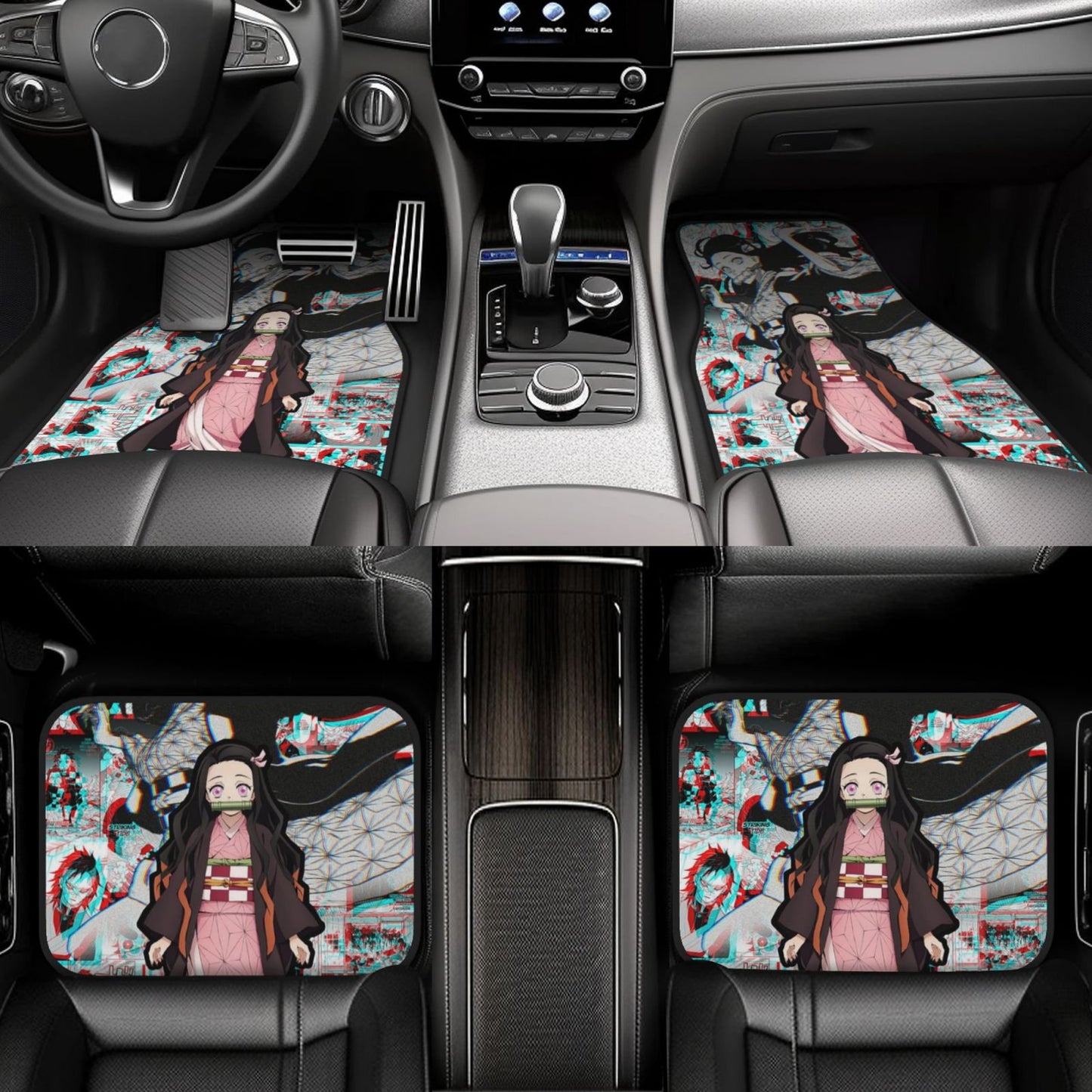 Demon Slayer Car Mats Nezuko Kamado Graphic Manga Pattern Demon Slayer Car Floor Mats