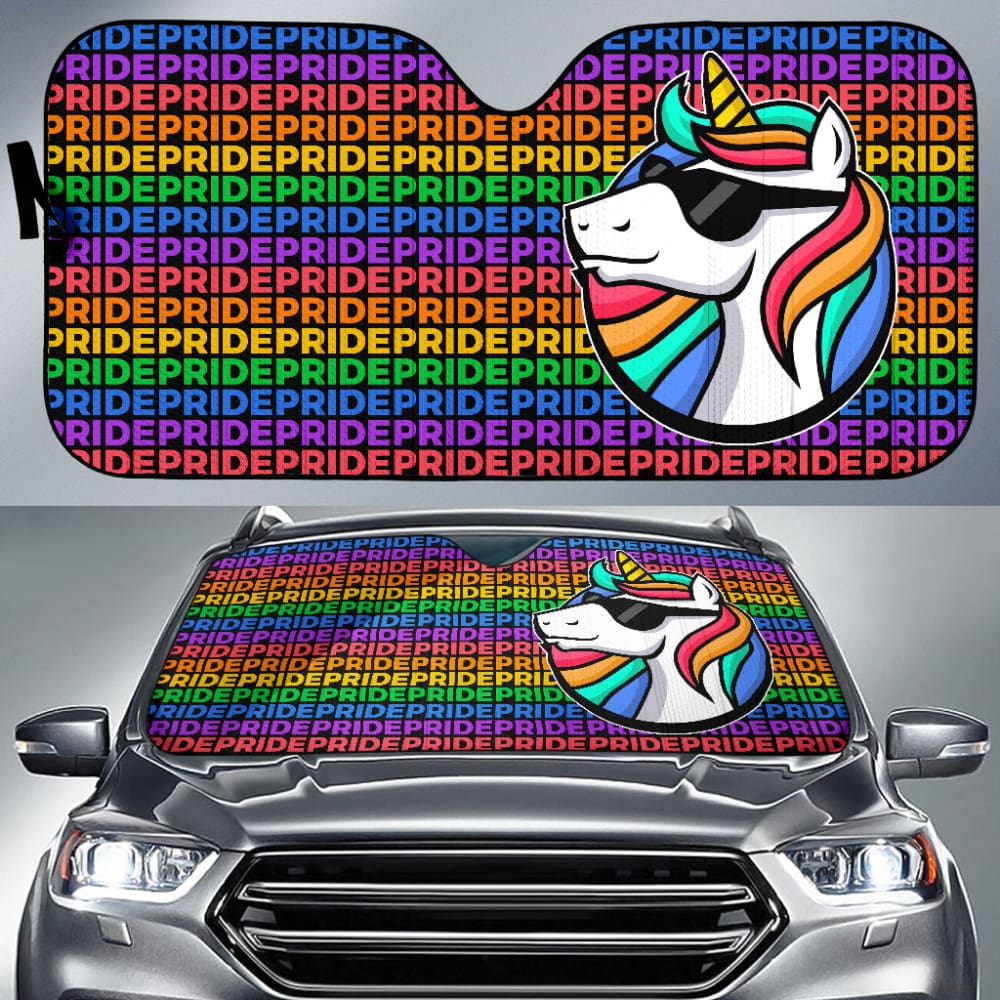 LGBT Car Sun Shade Cool LGBT Unicorn Pride Pattern Winshield Sun Shade Colorful