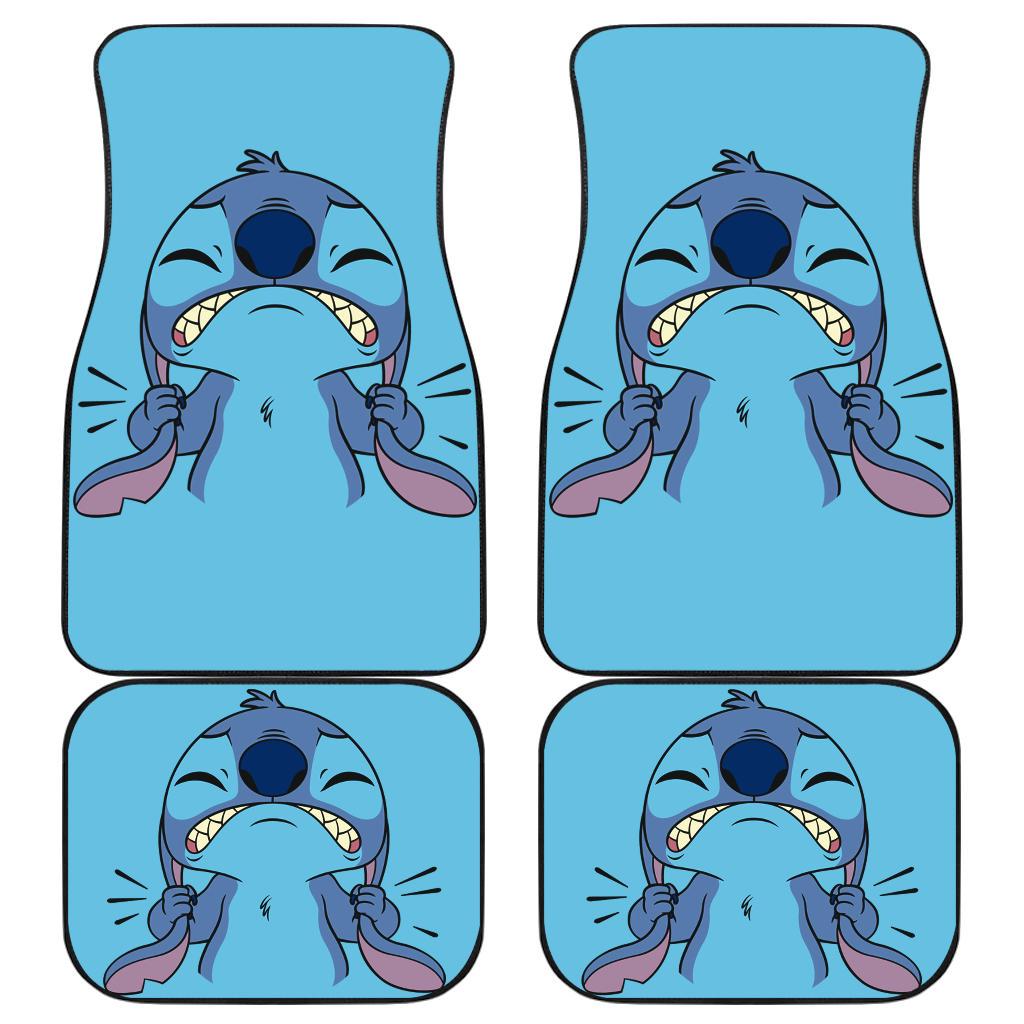 Stitch Car Mats DN Character Angry Stitch Graphic Car Floor Mats Blue