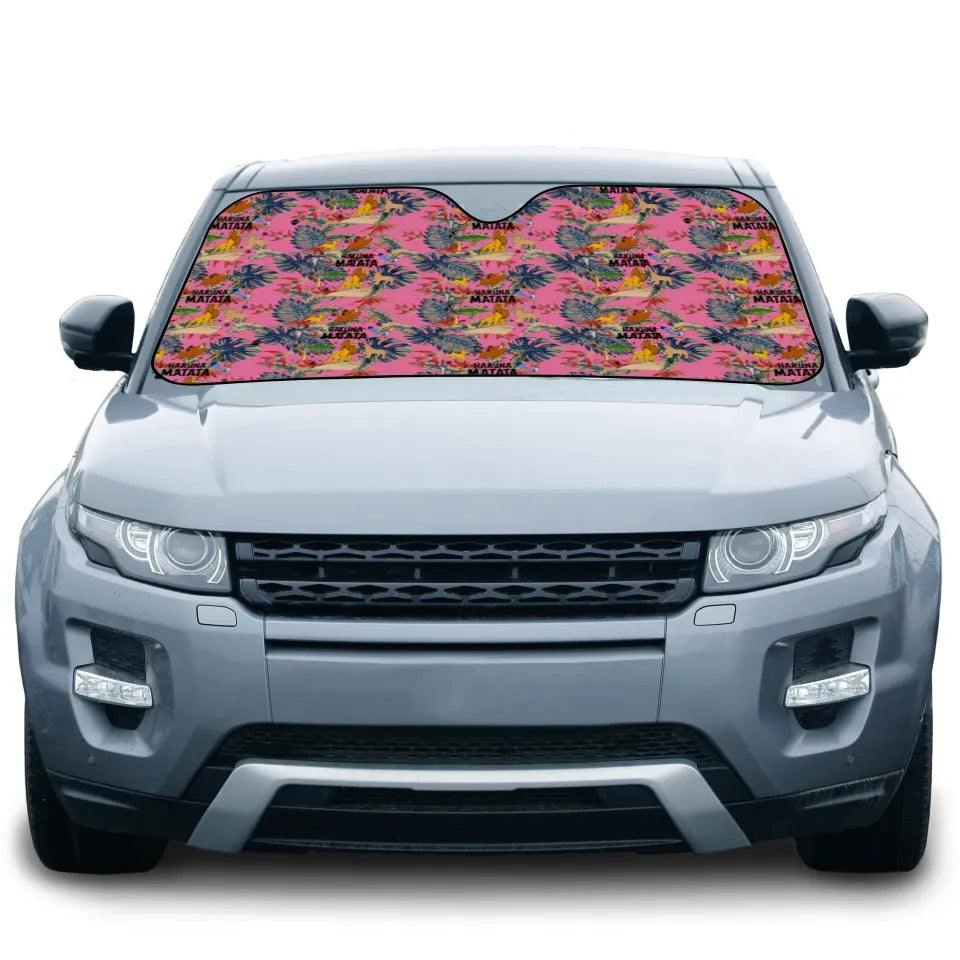 LK Car Sun Shade LK Charaters Hakuna Matata Pattern Winshield Sun Shade Colorful