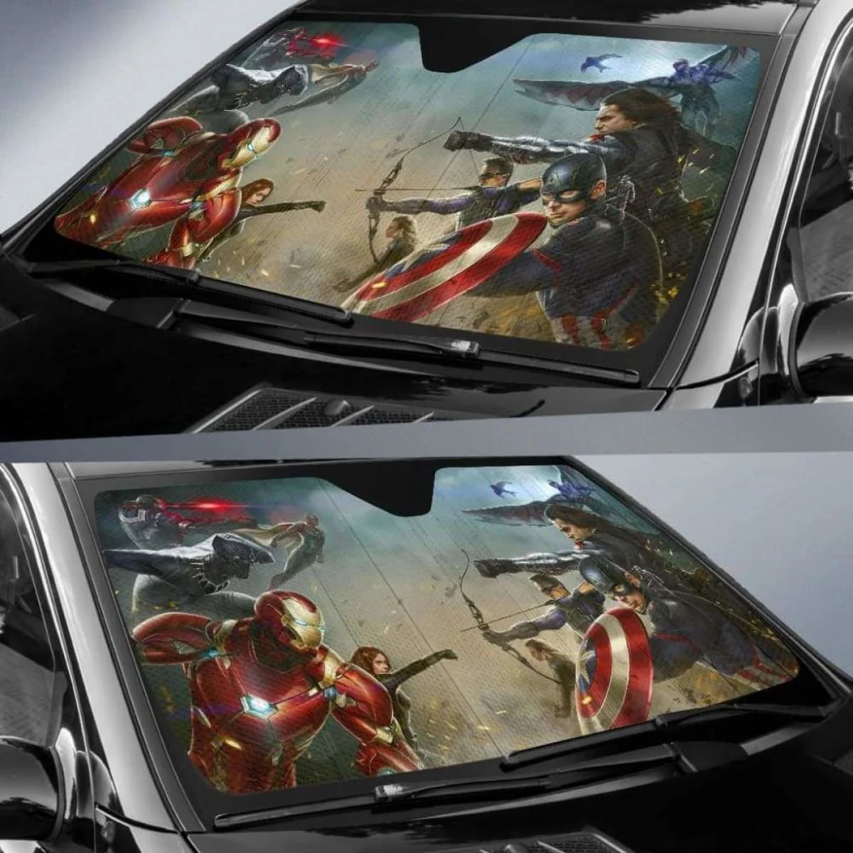 MV Car Sun Shade Civil War Avengers Heroes Fight Winshield Sun Shade Colorful