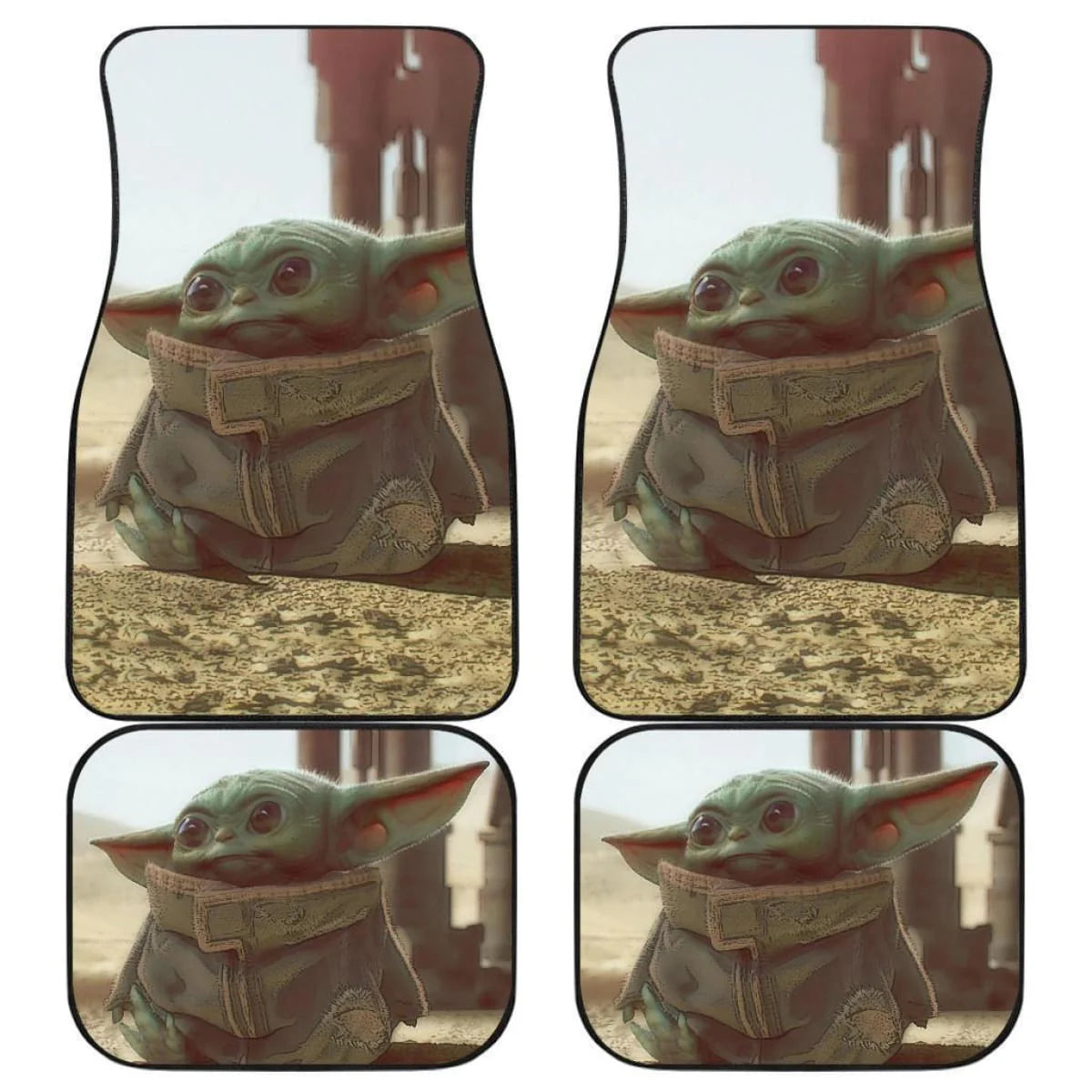 SW Car Mats SW Cute Baby Yoda Graphic Car Floor Mats Gray