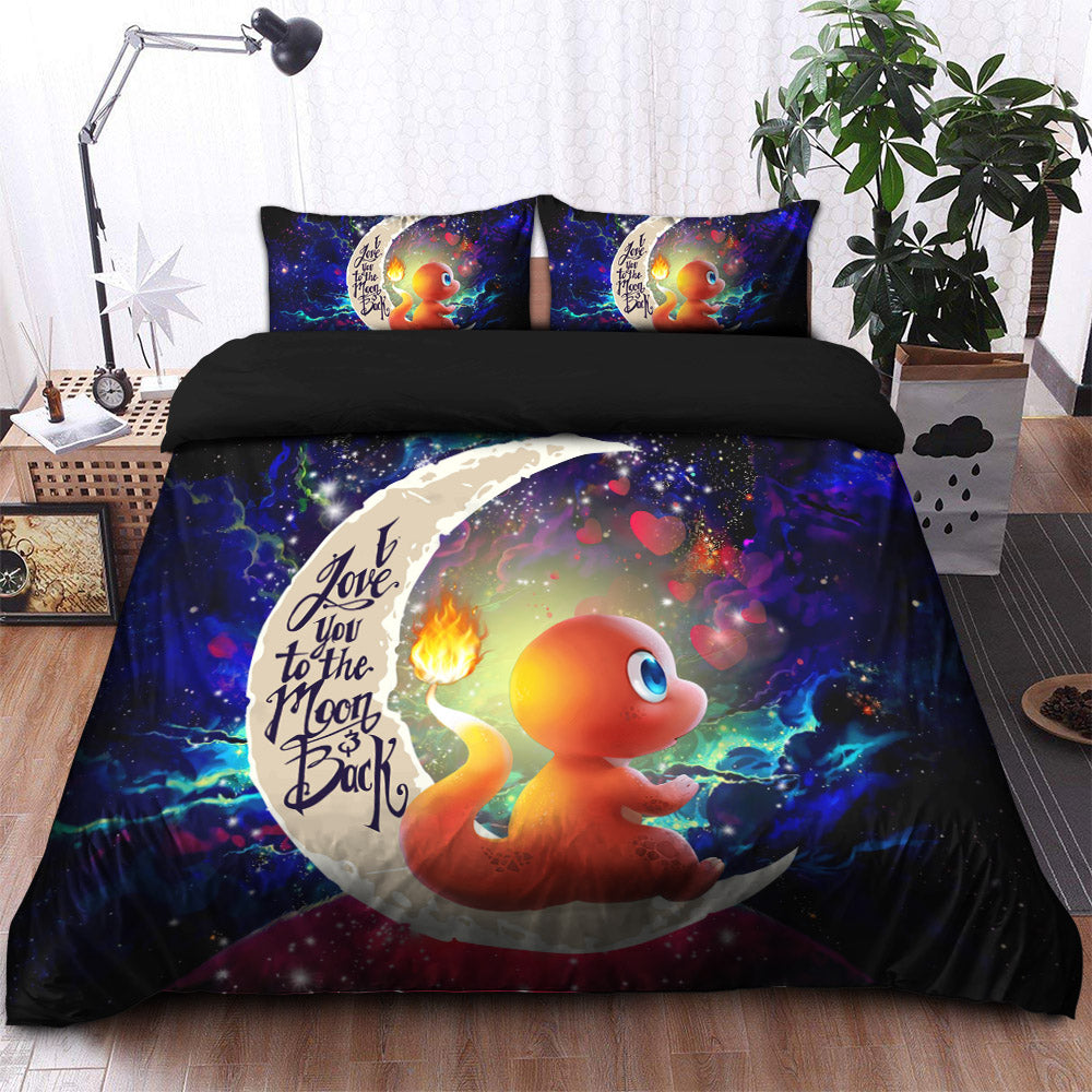 Cute Charmander Love You To The Moon Galaxy Bedding Set