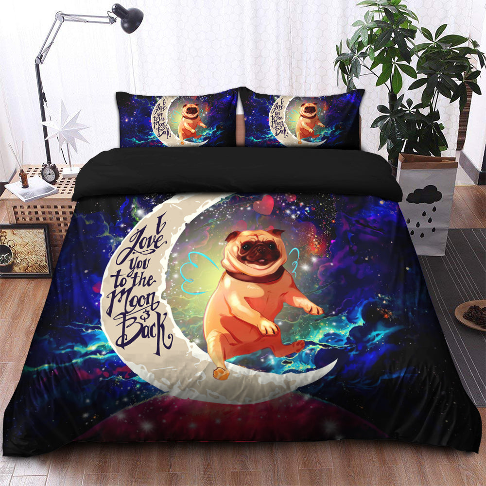 Cute Bull Dog Love You To The Moon Galaxy Bedding Set