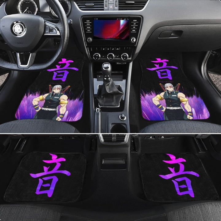 Demon Slayer Car Mats Tengen Uzui Symbol Graphic Car Floor Mats Demon Slayer Car Floor Mats