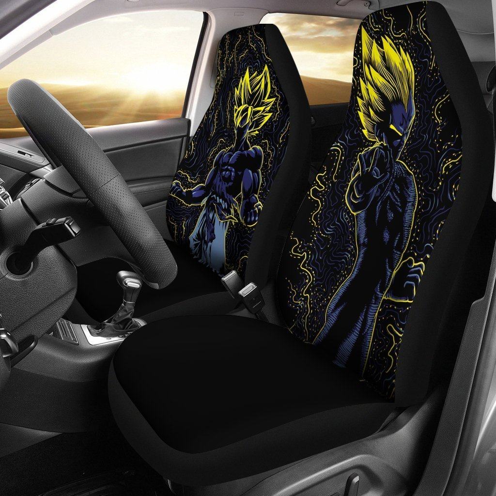 Dragon Ball Car Seat Covers Dragon Ball Z Goku And Vegeta Silhoutte Seat Covers Black
