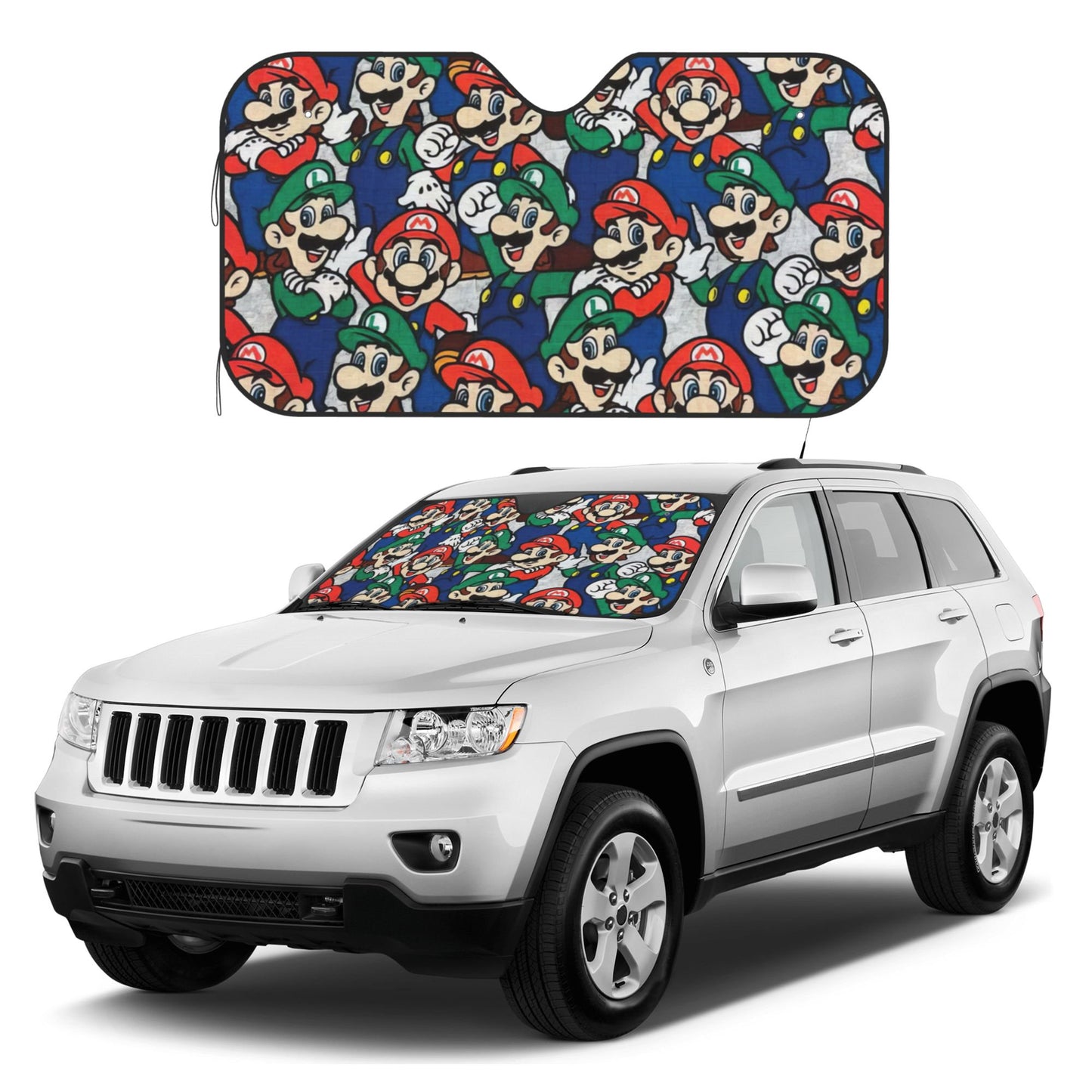 Mario Car Sun Shade Luigi And Mario Doodle Pattern Winshield Sun Shade Red Green