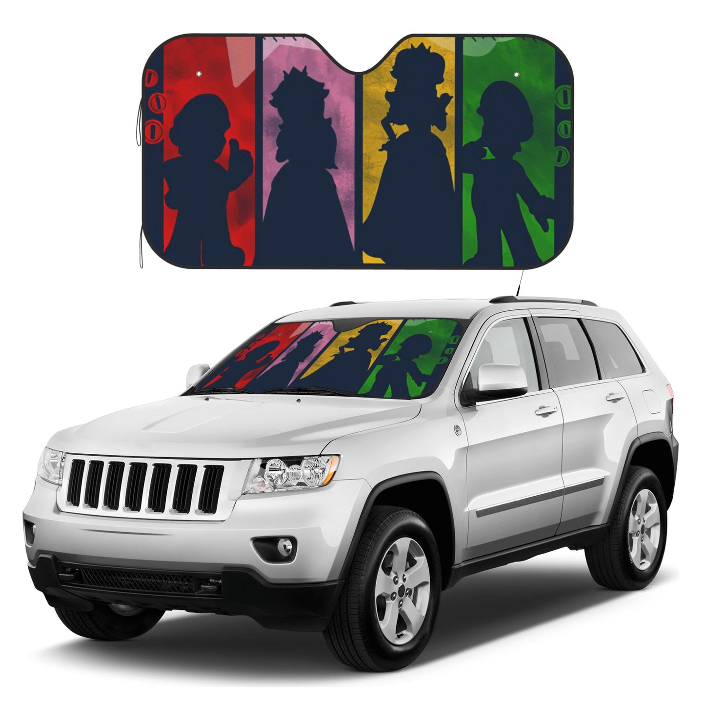 Mario Car Sun Shade Super Mario Characters Silhouette Winshield Sun Shade Colorful
