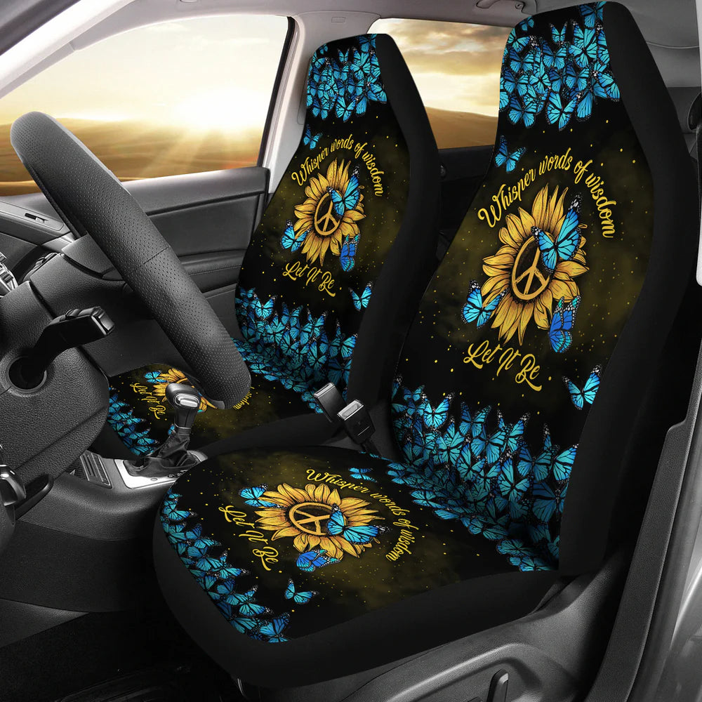 Hippie Car Seat Covers Whisper Words Of Wisdom Let It Be Seat Covers Black Blue