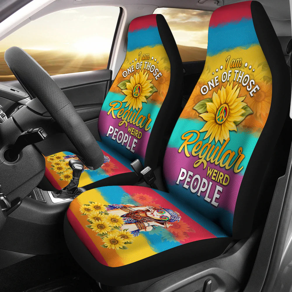 Hippie Car Seat Covers I'm One Of Regular Weird People Seat Covers Colorful