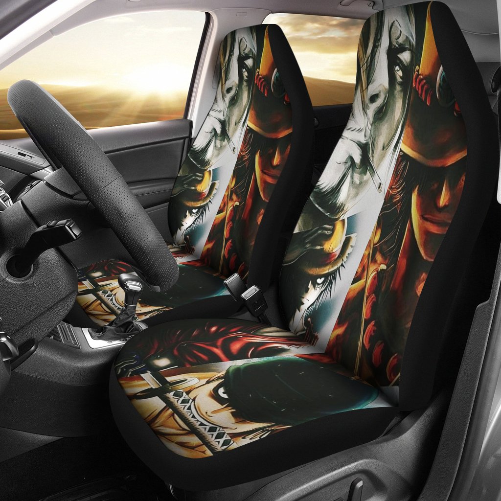 One Piece Car Seat Covers One Piece Characters Cool Graphic Seat Covers Black