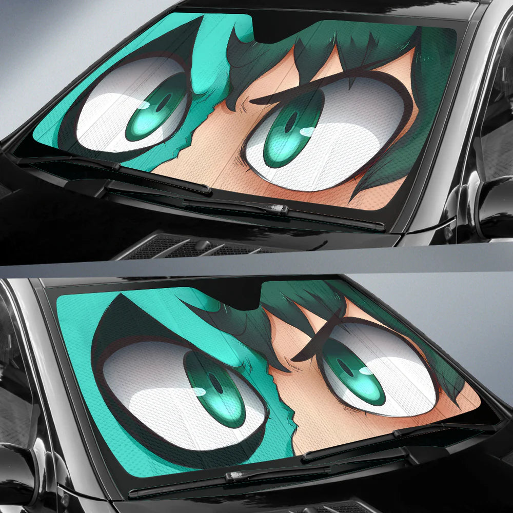 My Hero Academia Car Sun Shade Izuku Midoriya Face Graphic Winshield Sun Shade Green