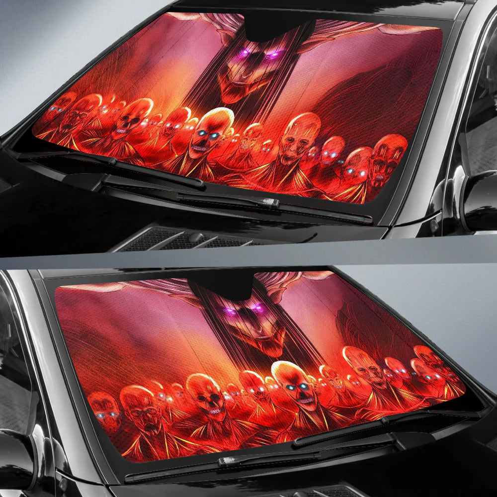Attack On Titan Car Sun Shade Eren Yeager Founding Titan Winshield Sun Shade Red