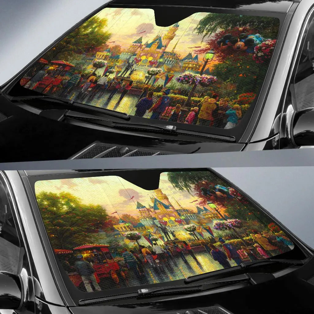DN Car Sun Shade DN Land Castle World Graphic Winshield Sun Shade Colorful