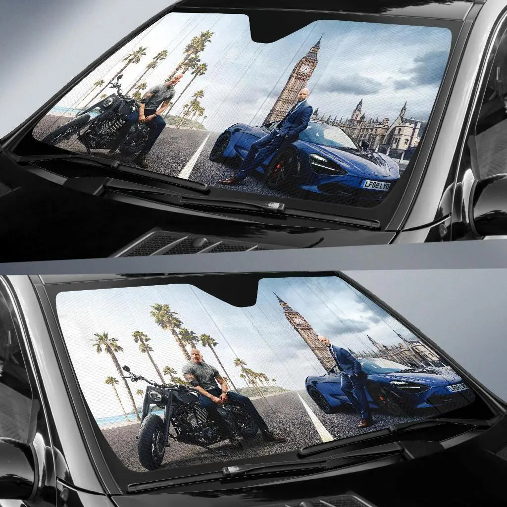 Fast And Furious Car Sun Shade Fast And Furious Shaw And Hobbs Winshield Sun Shade Blue Gray